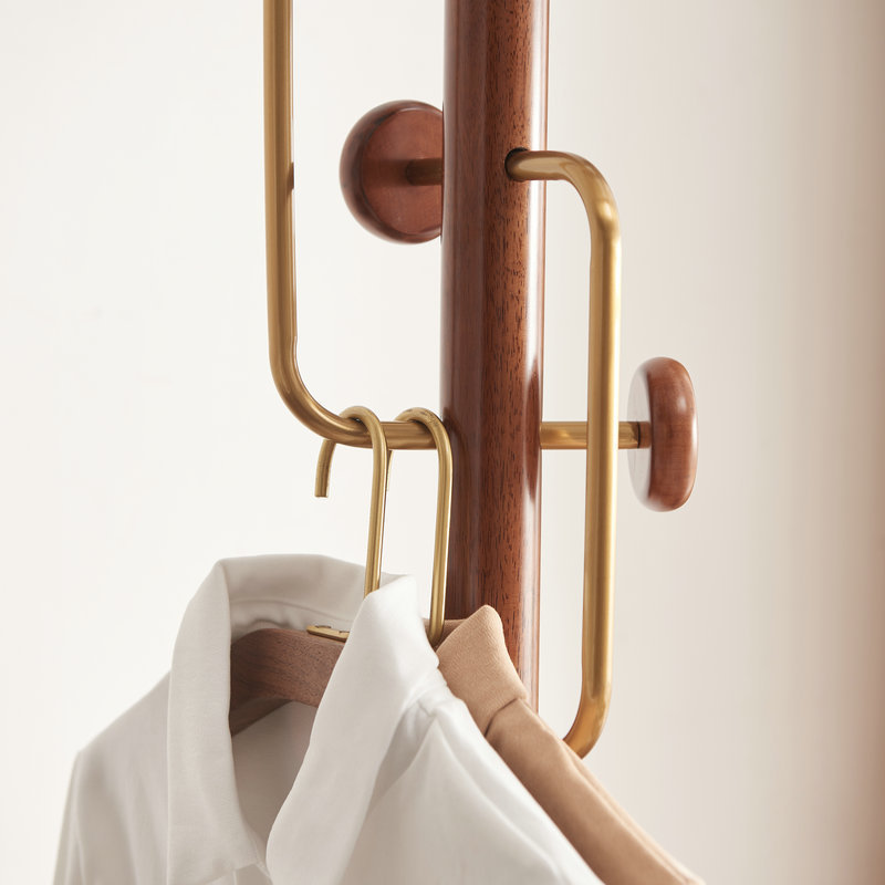 热销简约落地式实木网红衣架家用卧室客厅多功能简约收纳置物衣帽