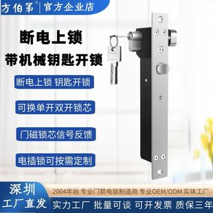 方伯第170E带钥匙电插锁断电上锁机械钥匙开锁门磁锁芯信号反馈