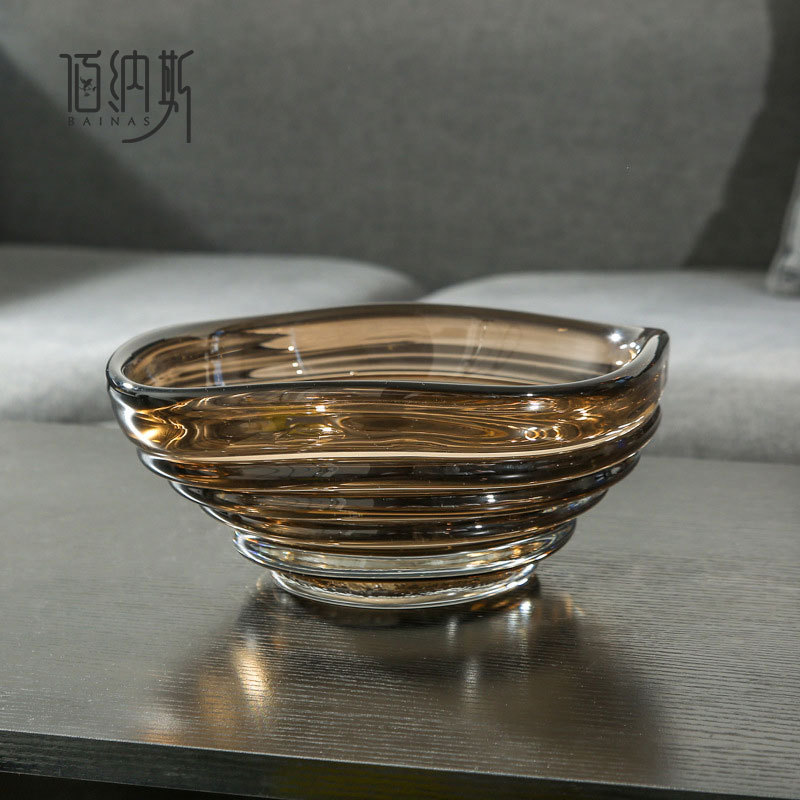 热销美式现代家居酒店别墅软装创意玻璃摆件样板间餐厅桌面透明水