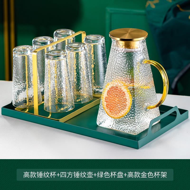 金边锤纹水晶玻璃杯子套装水杯家用客厅家庭待客喝水茶杯杯子杯具