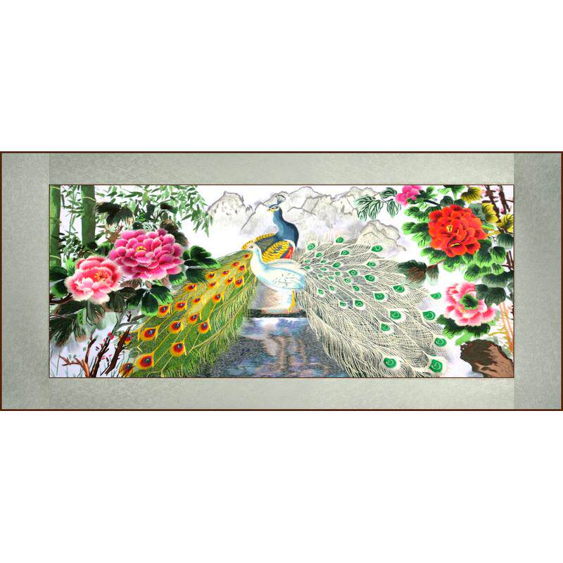 新中式风格刺绣苏绣仿装饰画挂画古典风富贵神仙富贵牡丹