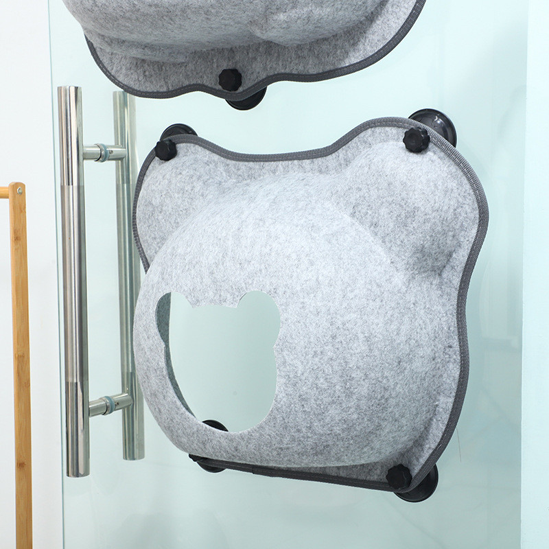 热销跨境月亮船吸盘猫窝吊床悬挂玻璃吸盘毛毡猫窝空中别墅猫咪宠