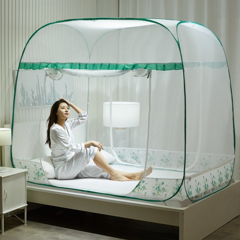 免安装钢丝蚊帐可折叠有底三开门大方蒙古包蚊帐加高魔术儿童顶