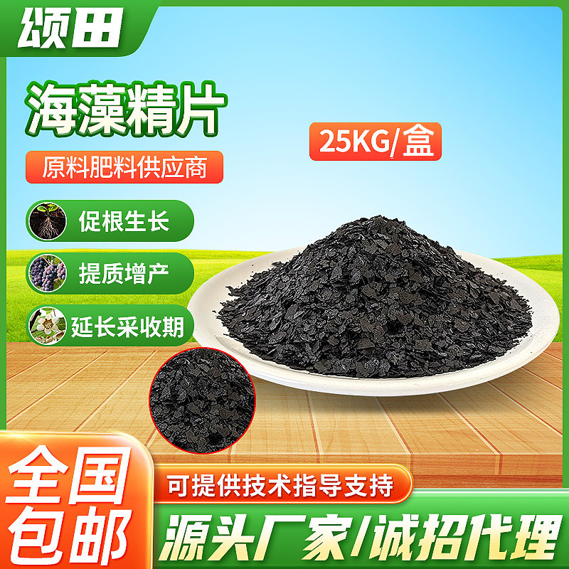 农用海藻黑色片浓缩海藻精片海藻精肥料厂家高含量海藻精蔬菜肥料