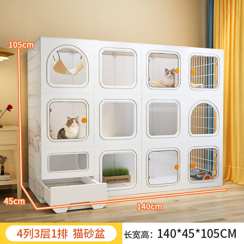 猫别墅家用室内超大自由空间带厕所一体式豪华猫笼子加粗加固猫舍