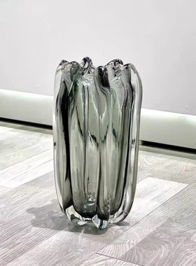 北欧现代简约大玻璃餐桌花瓶摆件电视柜客厅玄关轻奢琉璃插花花器