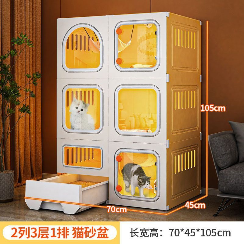猫别墅家用室内超大自由空间带厕所一体式豪华猫笼子加粗加固猫舍