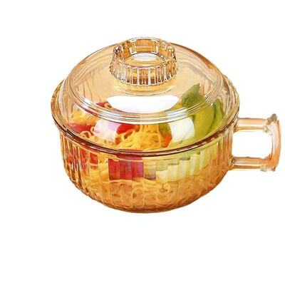 高颜值玻璃泡面碗带盖宿舍用学生嗦粉吃饭个人专用带手柄大容量