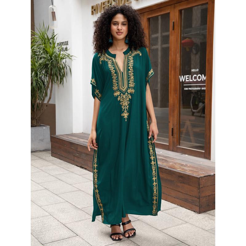 色罩衫人棉绣花度假长袍(5沙滩）l23170   l