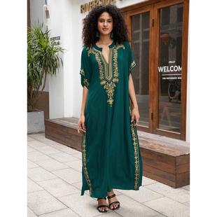 l23170 5度假 人棉绣花色长袍 沙滩罩衫