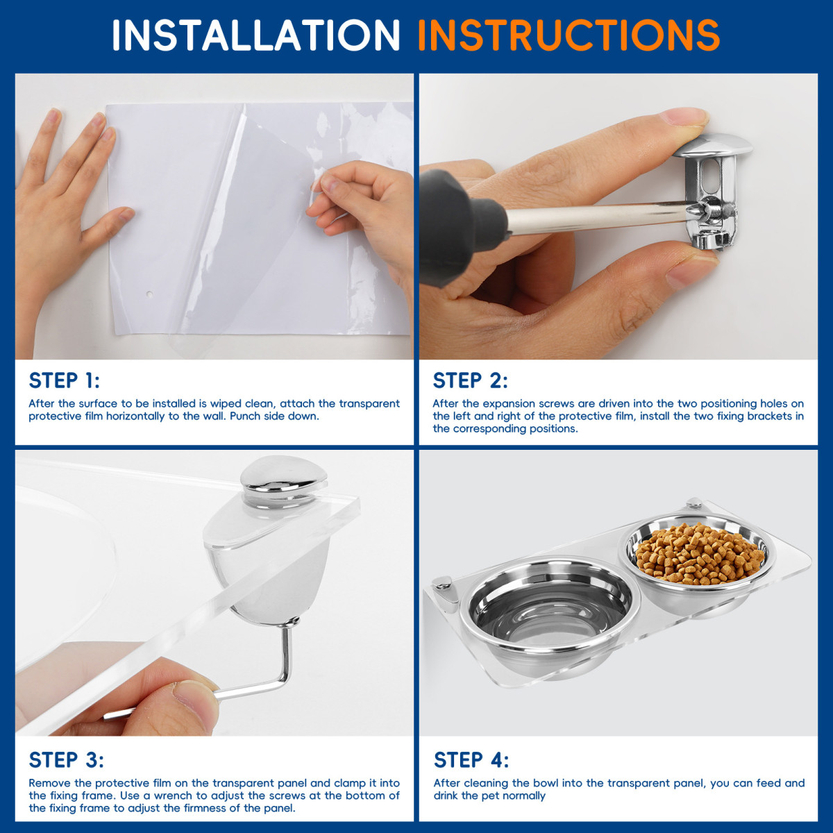 新款狗碗悬挂式宠物饮水架不锈钢猫碗透明固定防打翻宠物食具