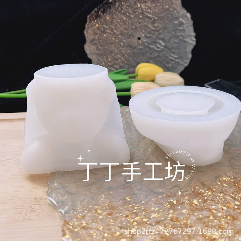手工diy可爱游泳圈熊鸭蜡烛香薰石膏硅胶模具材料汽车摆件