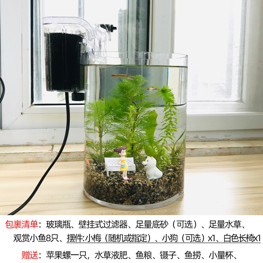 鱼缸微景观家用免换水自循环小鱼缸微景观桌面海底世界水培植物