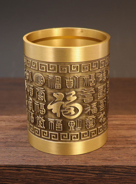 黄铜五牛款笔筒笔筒中式笔筒百福款笔筒商务礼品铜工艺品创意摆件