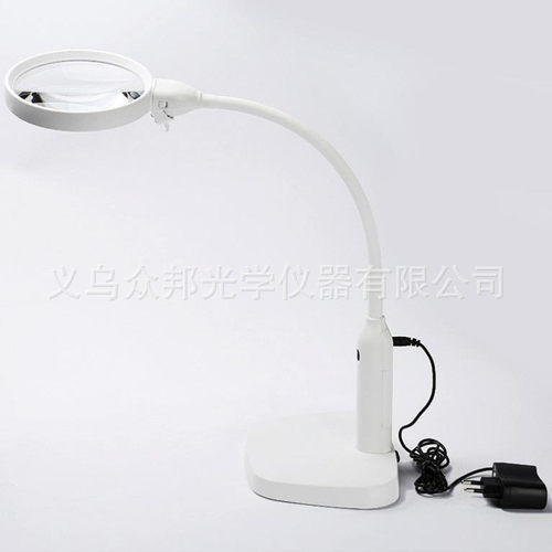 台式夹子固定多功能120MM镜片带6个LED阅读照明放大镜7763