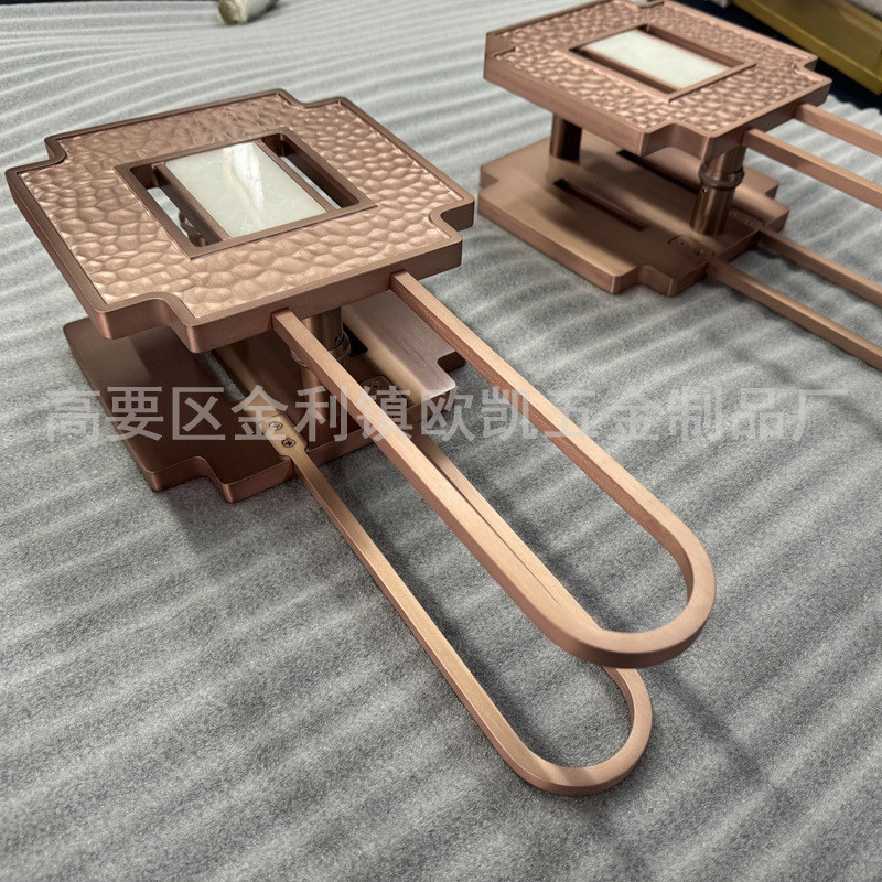 欧凯定制新中式不锈钢拉手玻璃门把手复把手简约别墅玻璃大门古铜