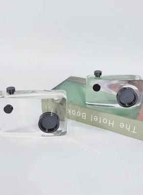 热销现代简约水晶玻璃相机摆件金属工艺品样板房间书客厅桌面摆设