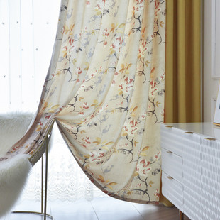 窗帘飘窗 现代轻奢美式 x1aw法式 复古田园碎花卧室2022年客厅新款