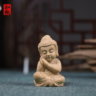 金丝楠木雕刻宝宝佛汽车木质小沙弥茶宠家居装饰摆饰小摆件工艺品