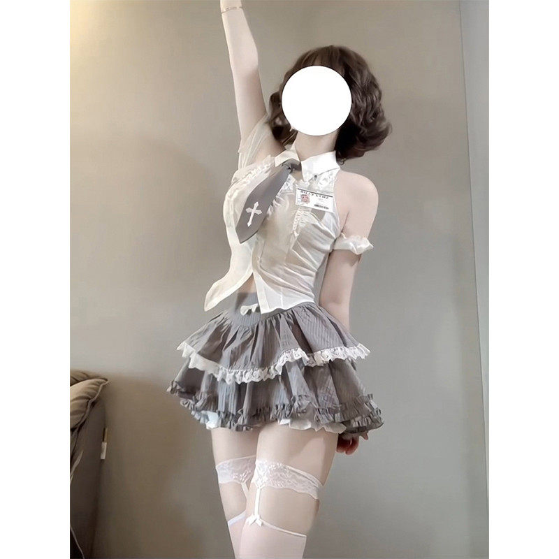 直销学院风jk制服套装女夏季辣妹纯欲短袖衬衫半身裙小个子穿搭一