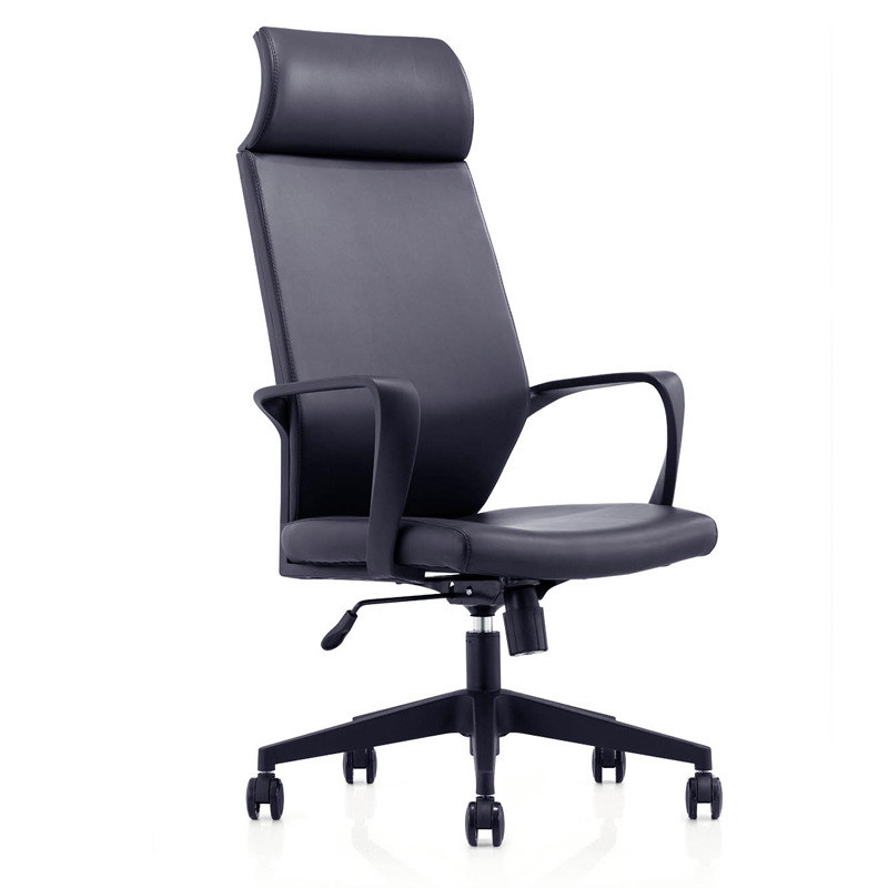 货源产地办公椅子 皮质黑色万向轮小转椅固定扶手职员椅办公椅子