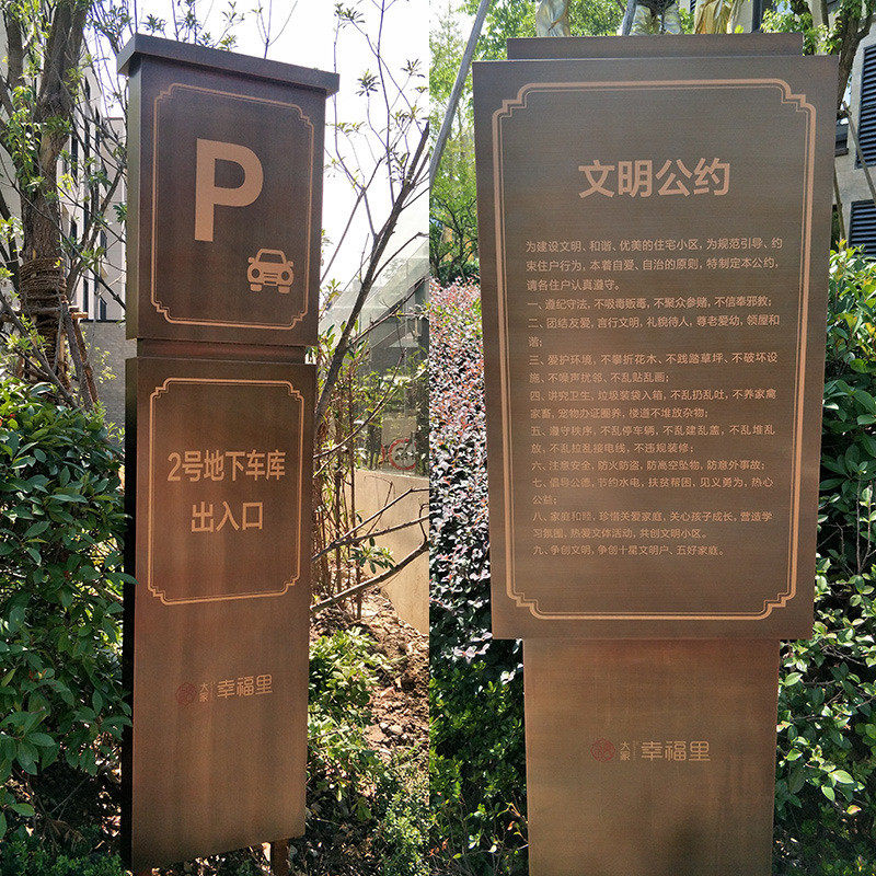地下车库导视指示牌景区导览图公园小区仿古做旧路口指示标识牌