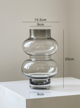 花瓶摆件艺术插花玻璃感中古复式奶油黄ins风客厅餐桌小摆件