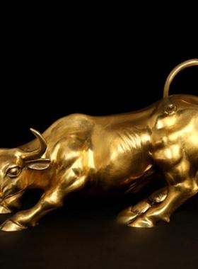 2019年福运铜器华尔街铜牛摆件工艺品如意工艺品牛生肖