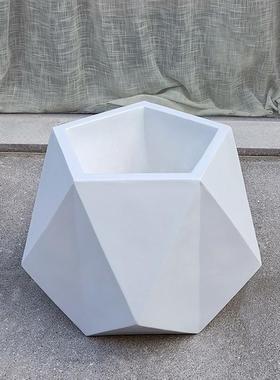 北欧不规则玻璃钢状菱形落地大花瓶家居酒店会所软装花艺创意组合