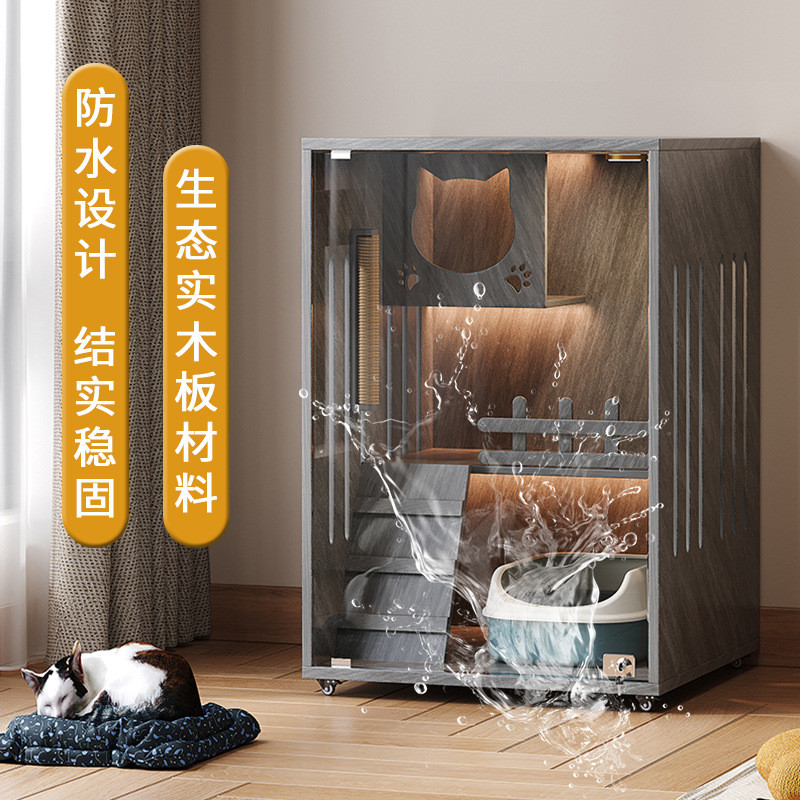 热销猫别墅实木室内猫舍猫屋猫房子柜家用超大空间豪华猫别墅猫城