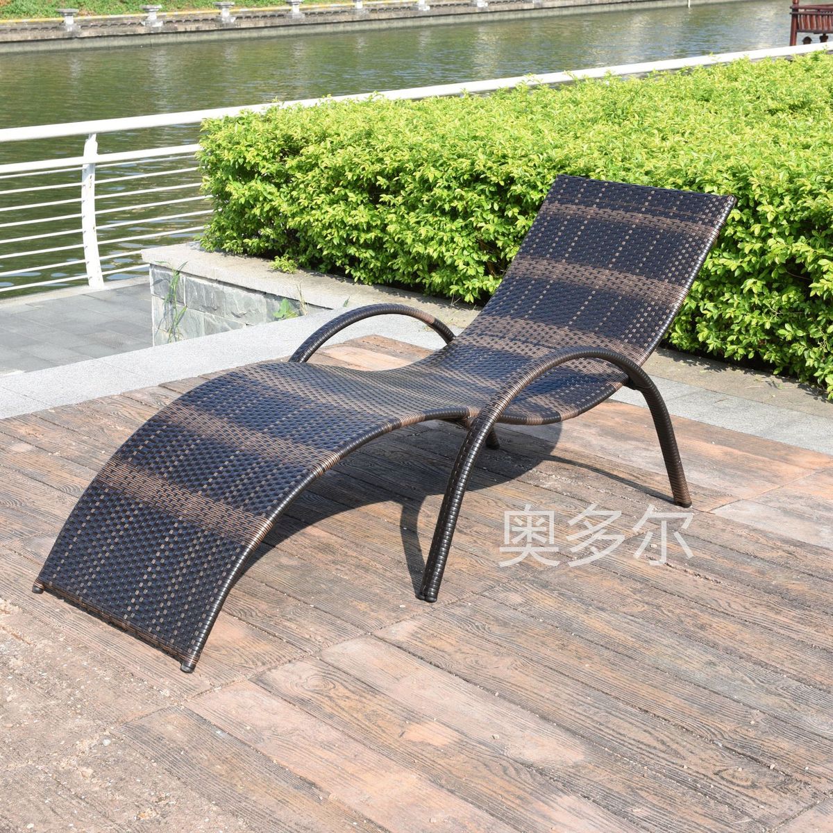 户外休闲躺床防水防晒游泳池沙滩花园阳光房阳台室外庭院藤编躺椅