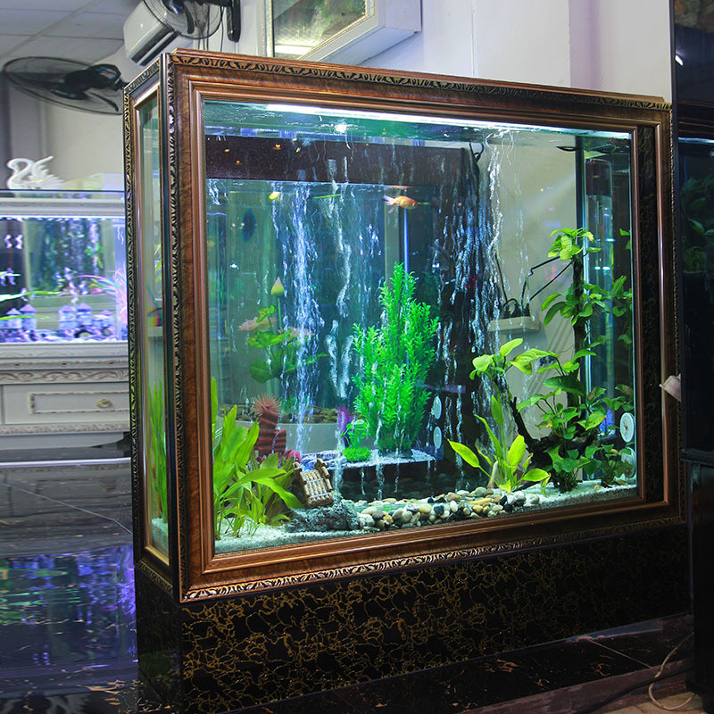 源头免换水鱼缸创海复古中型工厂屏风隔断客厅落地玻璃鱼缸水族箱