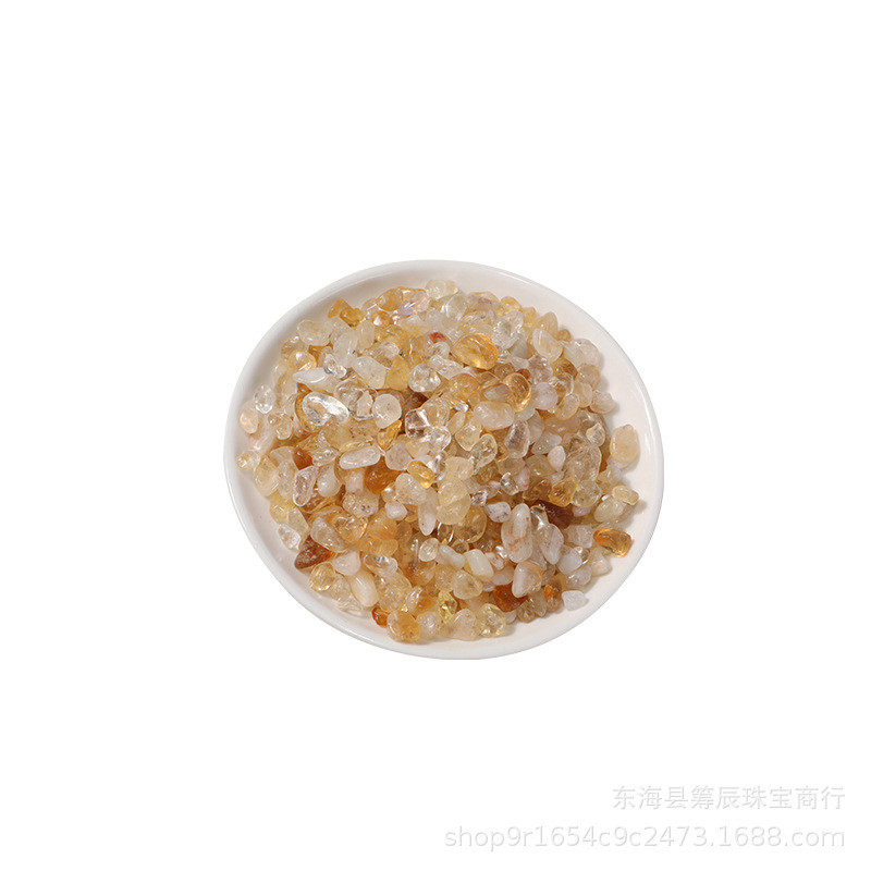 天然巴西黄水晶碎石碎石摆件鱼缸彩石子小石头花盆铺面