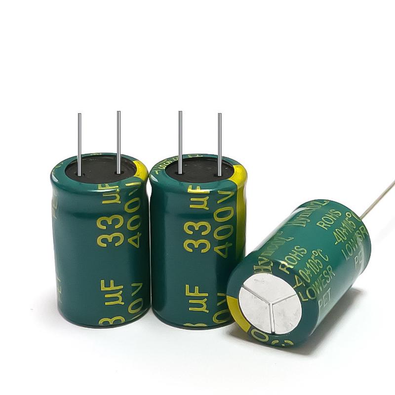 热销耐磨电容400v33uf绿金13*21高耐压抵抗阻铝电解33uf400v电解