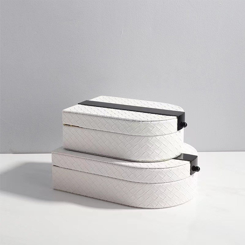 新中式木质皮革首饰收纳盒样板房售楼部居家衣帽间桌面装饰品摆件