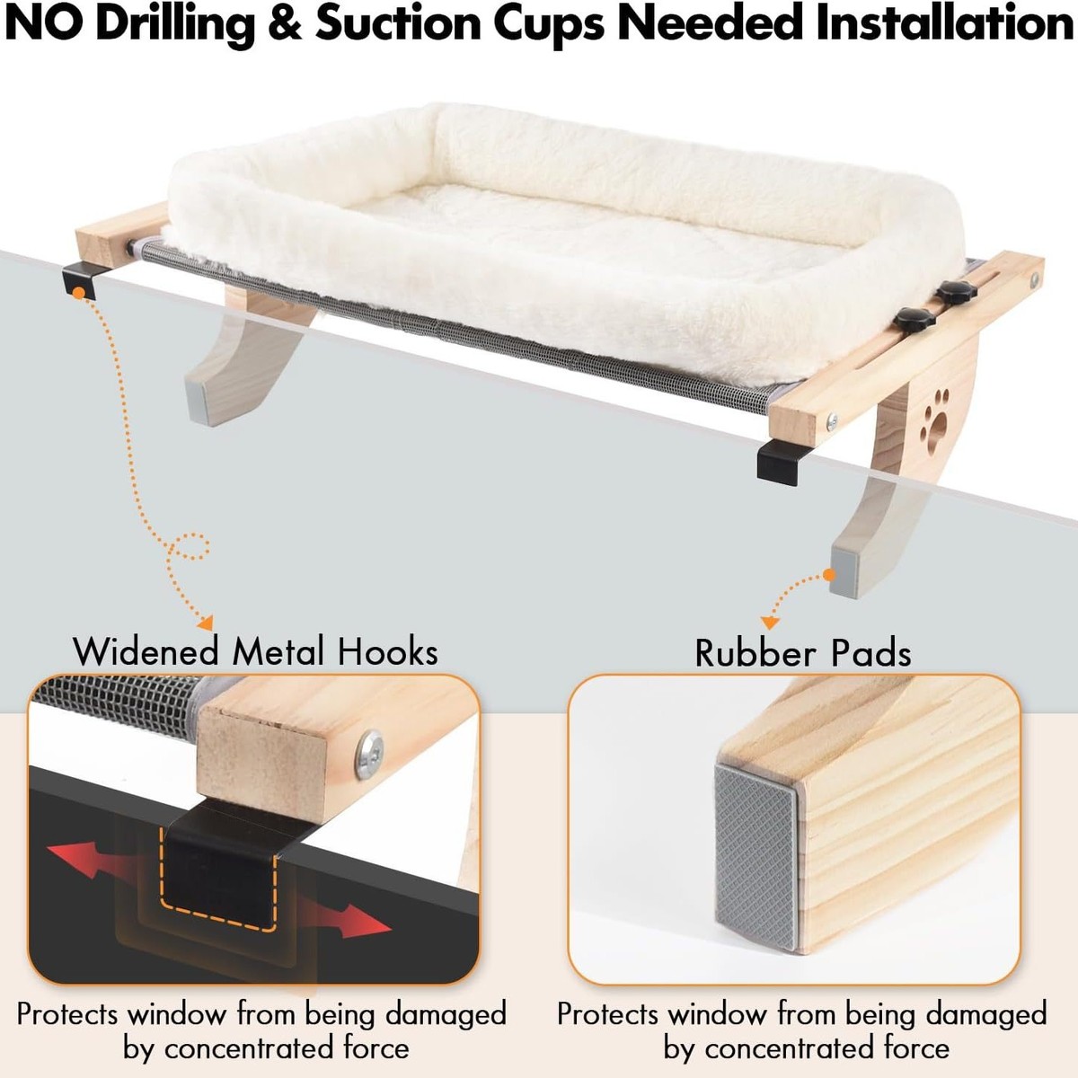 床边猫吊床猫挂床阳台床猫咪木质挂窗户悬挂猫窝猫床四季通用