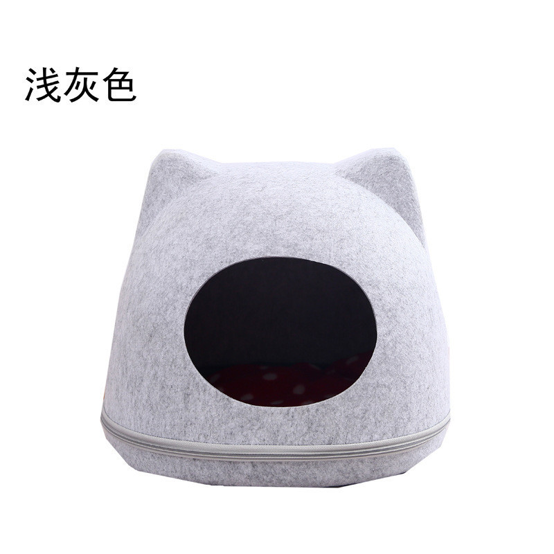 毛毡猫窝方便可拆半封闭式网红宠物窝创意猫形猫窝可猫床四季透气
