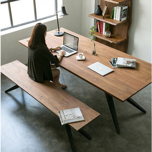 北欧全实木餐桌椅组合简约现代会议桌工业风工作台办公桌