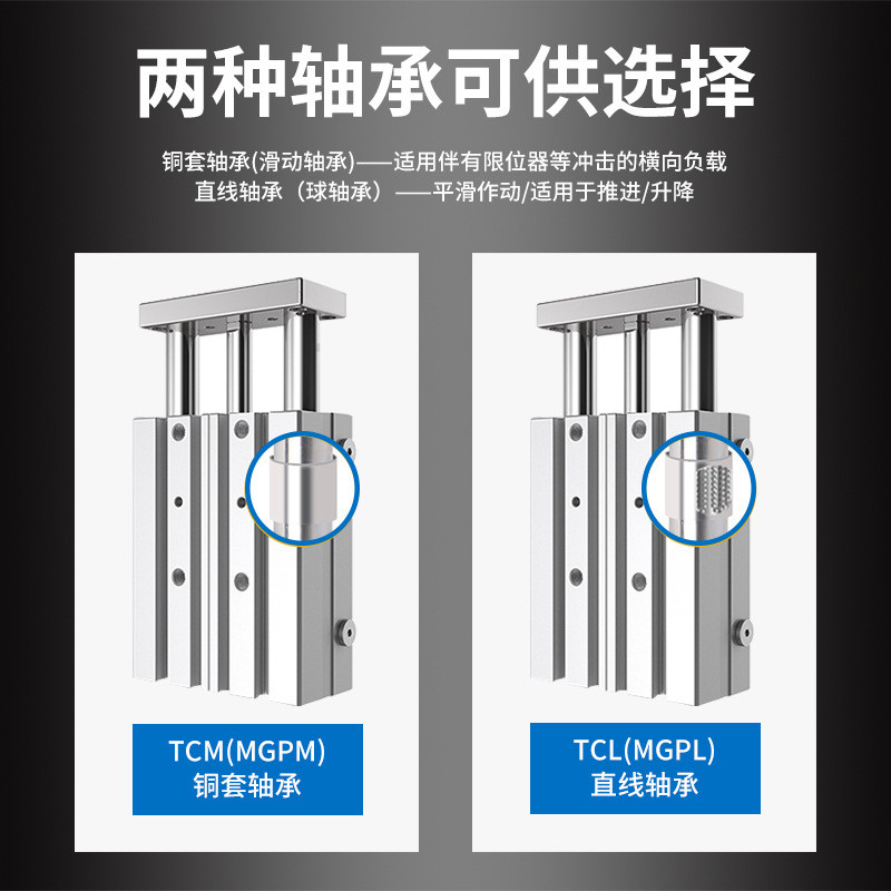 热销轴三mgpm导杆气缸tcm精品三轴气缸32/40/50-25/30/50/100smc
