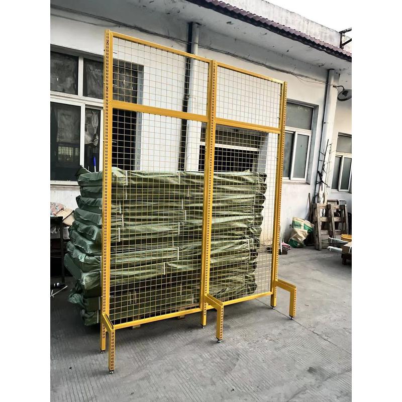 精品店百货店货架背板超市货架黄色多层饰品店背网展示网格定制