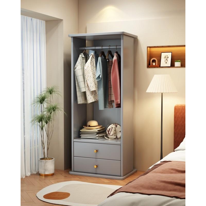 实木衣帽架落地卧室家用收纳柜床边挂衣架一体小型衣柜衣服收纳架