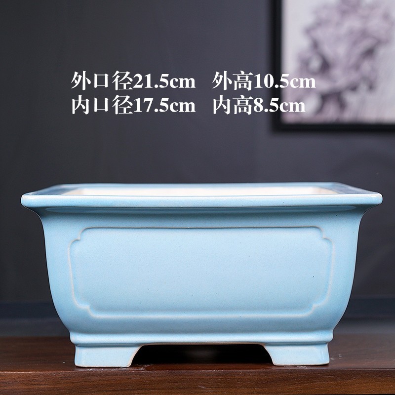 兰花盆栽批发陶瓷冰裂釉四方盆景盆多肉紫砂花盆陶盆简约外贸出口