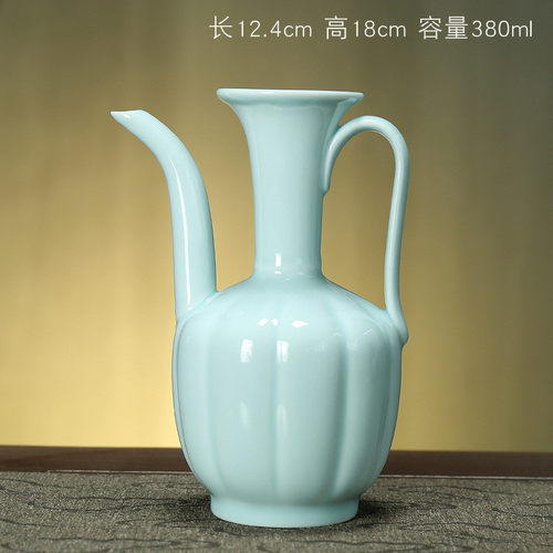 宋代点茶如意温碗茶洗陶瓷茶具水盂大号温杯水洗桌面影青釉执壶