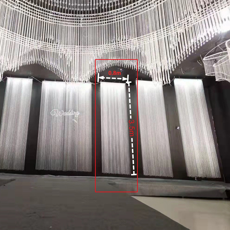 新款婚庆水晶系圆环铁艺线帘珠帘成品圆环装饰婚礼堂套吊顶布置