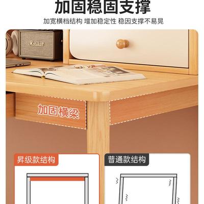 电脑桌书桌学生家用学习桌简易卧室写字桌带抽屉办公桌实木腿桌子