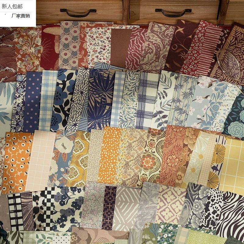 60张布纹手帐素材纸时间暖意系列格子便签纸无粘性复古文艺莫直销
