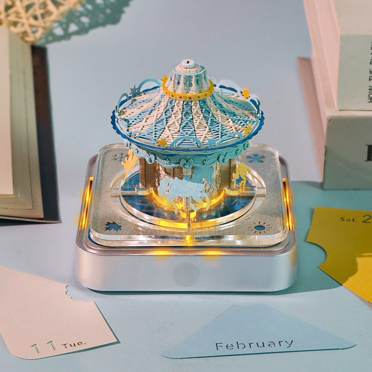 全景浪漫树屋粉色3d立体便签带灯创意礼品定制2025日历桌面摆件