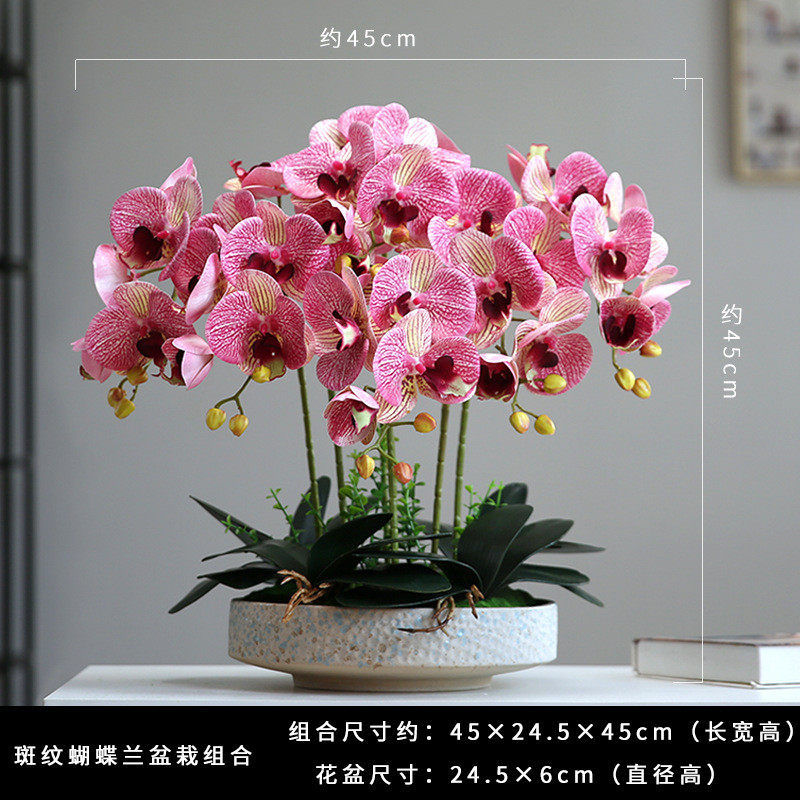 手感蝴蝶兰假花仿真花室内花艺摆设客厅高档轻奢假花盆景装饰摆件