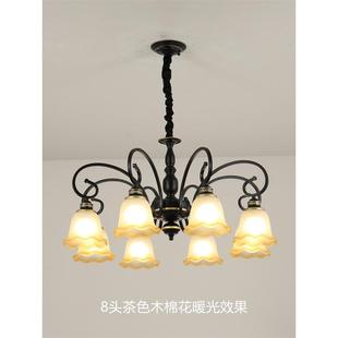 美式复古吊灯铁艺创意简约客厅灯轻奢简欧仿古吊链灯具厂可换灯泡