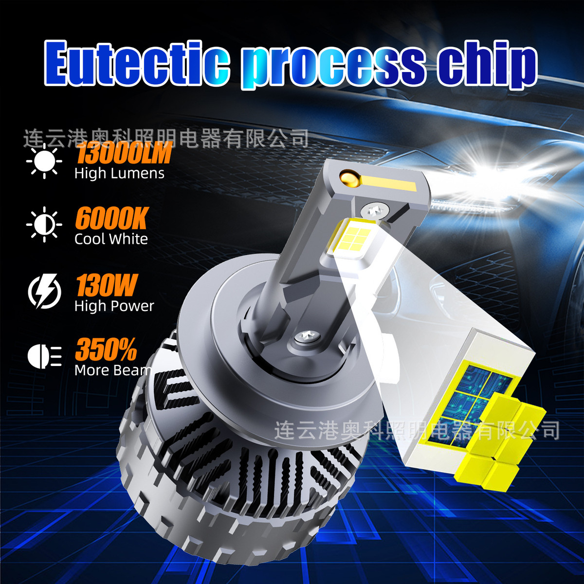 外贸爆款130W13000流明LEDH1H4H7H11900590069012LED汽车前照灯